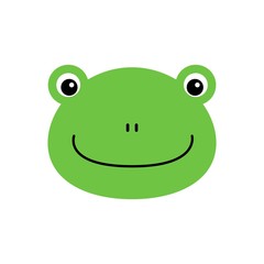 Cartoon animal, cute frog on white backgrounds. Flat design. Vector Illustration