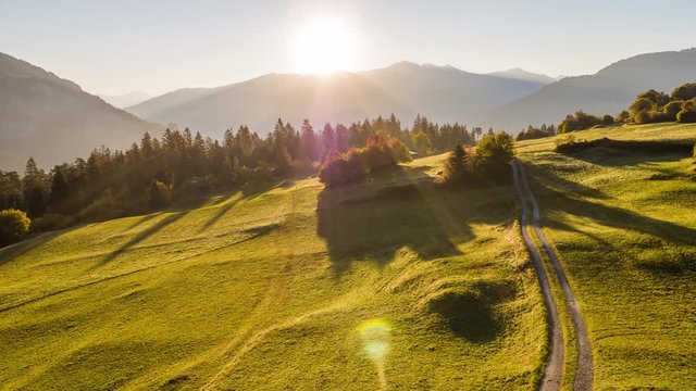 Aerial footage from a beautiful sunrise in the mountains. Filmed with the DJI Inspire 2 drone in 5.2k RAW and downscaled to 4k.