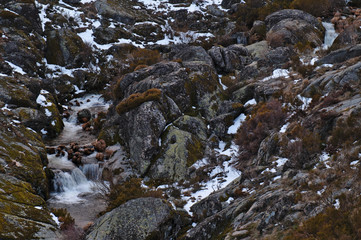 River, mountains and waterfalls in Serra da Estrela. Portugal