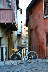 Fototapeta na wymiar Annecy, France.Vintage bicycle on the street.