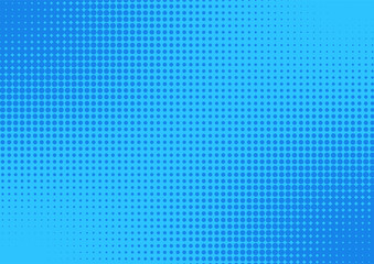 Blue Comic Cartoon Background. Halftone Vector Illustration Design.