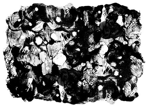 Bright color abstract painting in Mono Type style.