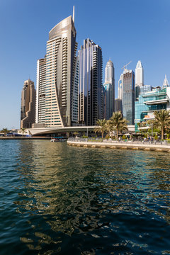 Dubai, UAE - October, 2018. Modetn city of the luxury center of Dubai, United Arab Emirates