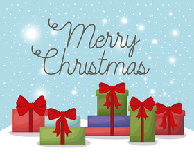 christmas card with set gifts