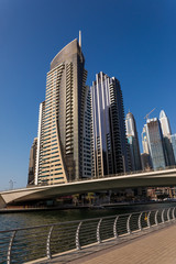 Dubai, UAE - October, 2018. Modetn city of the luxury center of Dubai, United Arab Emirates