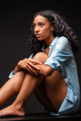 Fototapeta premium Young beautiful african american woman