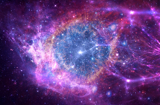 Artistic Abstract Multicolored Glowing Galaxy Shaped As An Eye