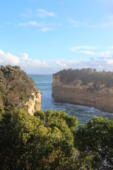 Giant rocks on the coast of Australia. Storm weather