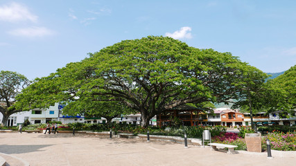 Fototapeta na wymiar View of the main plaza in Hispania, Antioquia, Colombia
