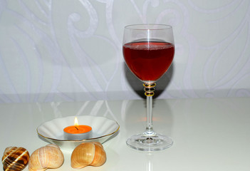 glass of wine on table