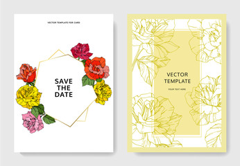 Vector Rose. Wedding background card engraved ink art. Thank you, rsvp, invitation elegant graphic set banner.