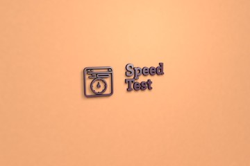 Text Speed Test with violet 3D illustration and light background