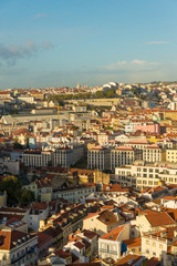 Fototapeta na wymiar LISBON, PORTUGAL - NOVEMBER 21, 2018: View of Lisbon at sunrise on an autumn day