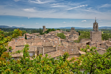 The towers of Cucuron. View of Cucuron in the South of France, Provence, Luberon, Vaucluse, France - obrazy, fototapety, plakaty