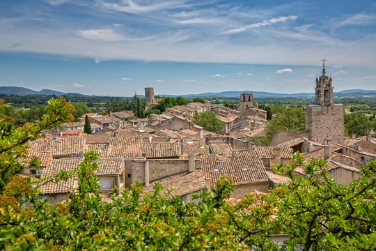 The towers of Cucuron. View of Cucuron in the South of France, Provence, Luberon, Vaucluse, France