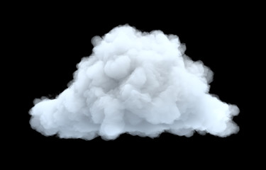 3d rendering of a white bulky cumulus cloud on a black background. - obrazy, fototapety, plakaty