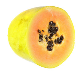 Slice of Papaya fruit isolated on white background
