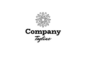 Eight rounded leaves outline logo icon vector template