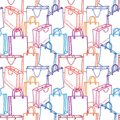 Seamless pattern of various shopping bags