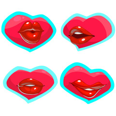 set of sexy lips in different positions