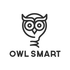 Owl smart logo and icon concept. Logo available in vector. Linear style.