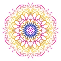 Pattern of mandala purple. Vector illustration. Modern Decorative floral color mandala. Decorative Cicle ornament. Floral design.