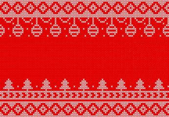 white knitted  on red background design for Christmas event.