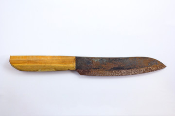 Obraz premium old and rusty knife with wooden handle