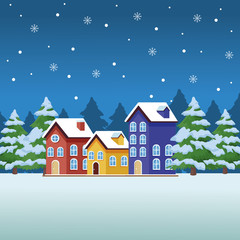 Fototapeta premium winter landscape cartoons