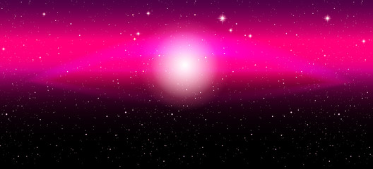 Vector illustration. Galaxy in the form of an eye. Free space. Universe. Pink.