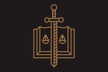 logo book of the law and the sword of justice