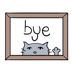 adorable cat and bye message