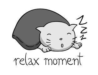 cat sleeping and relax moment message