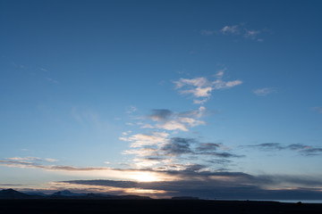 Beautiful clouds with blue sky background with part of clear sky background. Nature weather, cloud blue sky and sun / sunrise and sunset concept / sky texture / mapping