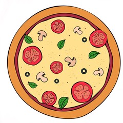pizza, food, tomatoes, italian cuisine, vegetarianism, mushrooms, cheese