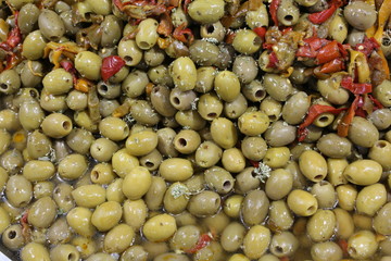 background of green olives