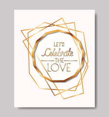 celebrate the love card with golden frame