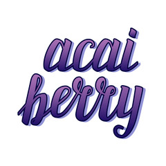 Cute acai berry calligraphic lettering