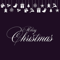 Christmas greeting card with ornaments. Vector