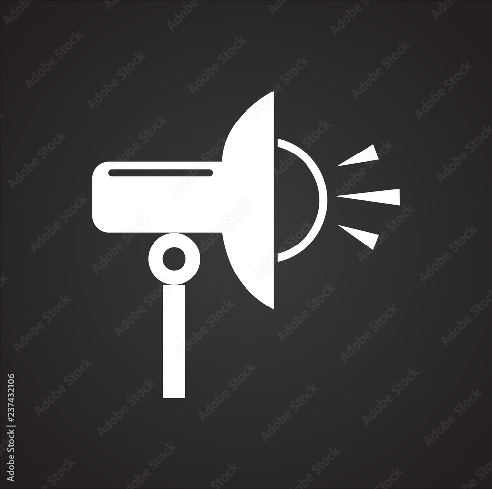 Poster studio flash strobe icon on black background for graphic and web design, modern simple vector sign. 