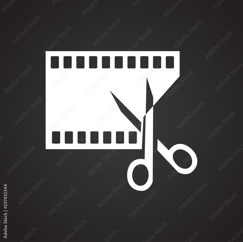 Poster video edit icon on black background for graphic and web design, modern simple vector sign. internet 