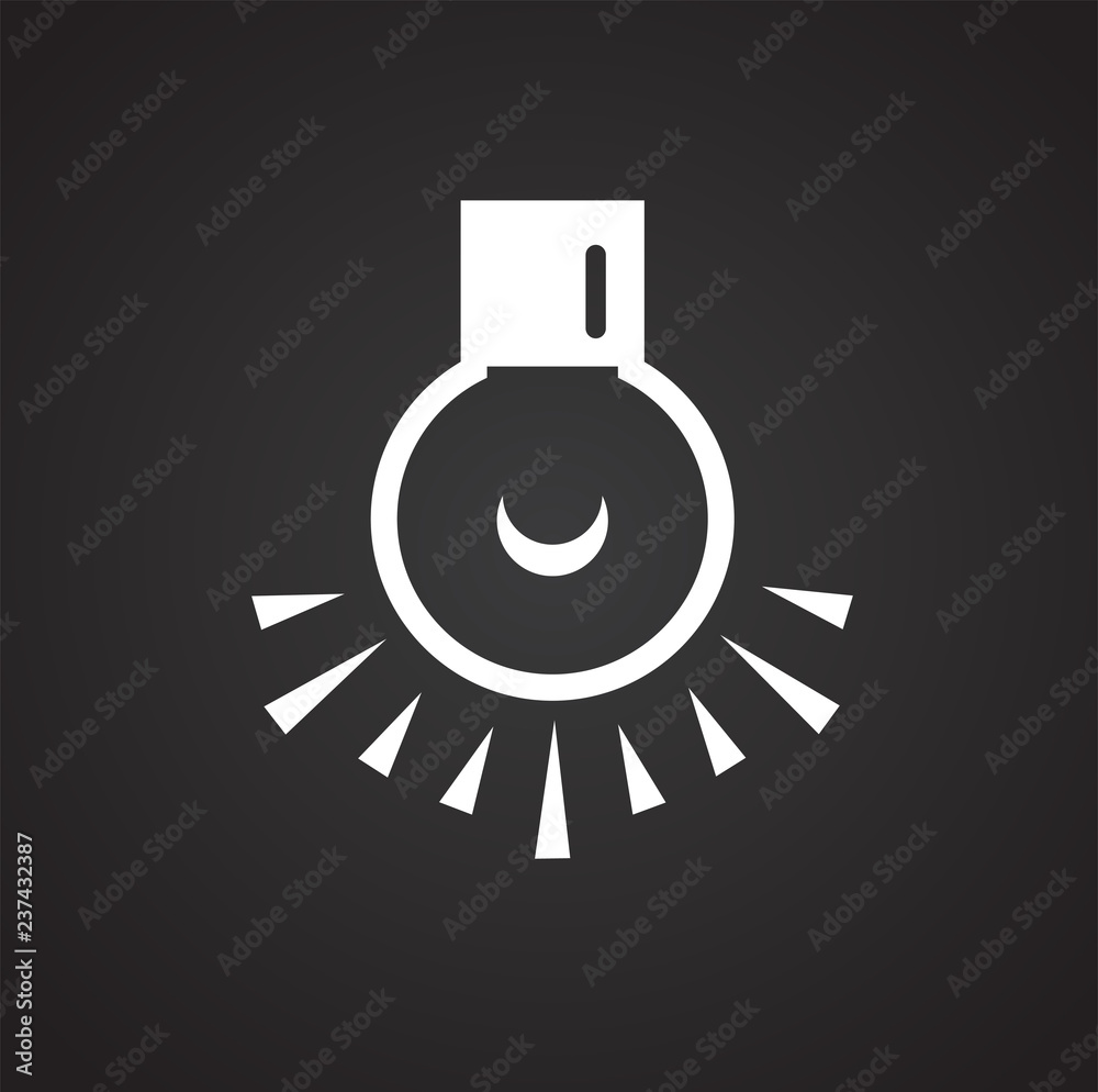 Poster dark room bulb icon on black background for graphic and web design, modern simple vector sign. inter