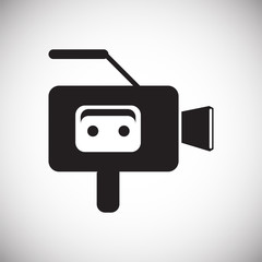 Cassete tape vide camera icon on white background for graphic and web design, Modern simple vector sign. Internet concept. Trendy symbol for website design web button or mobile app