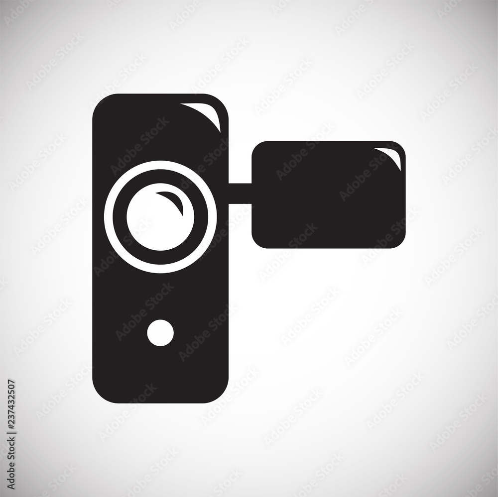 Poster hnad held vide recorder icon on white background for graphic and web design, modern simple vector si