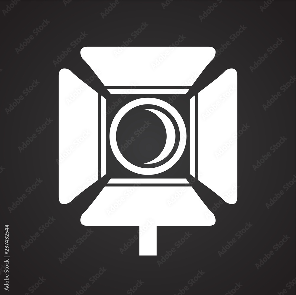 Fototapete studio video light icon on black background for graphic and web design, modern simple vector sign. i