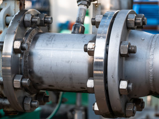 detail of large industrial steel flanges