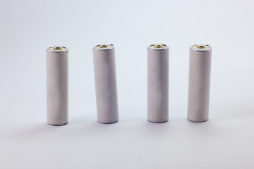 four white battery AA size isolated on white background