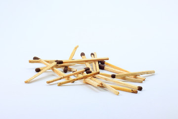 pile of matches isolated on white background