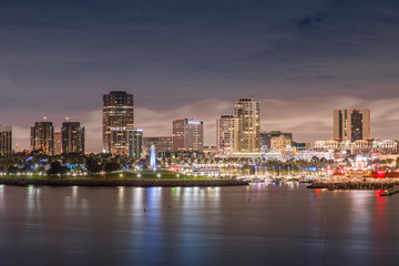 Long Beach California Panorama at night in cloudy night - 237433766