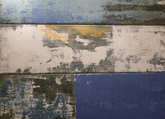 old weathered scratched blue wooden plank background